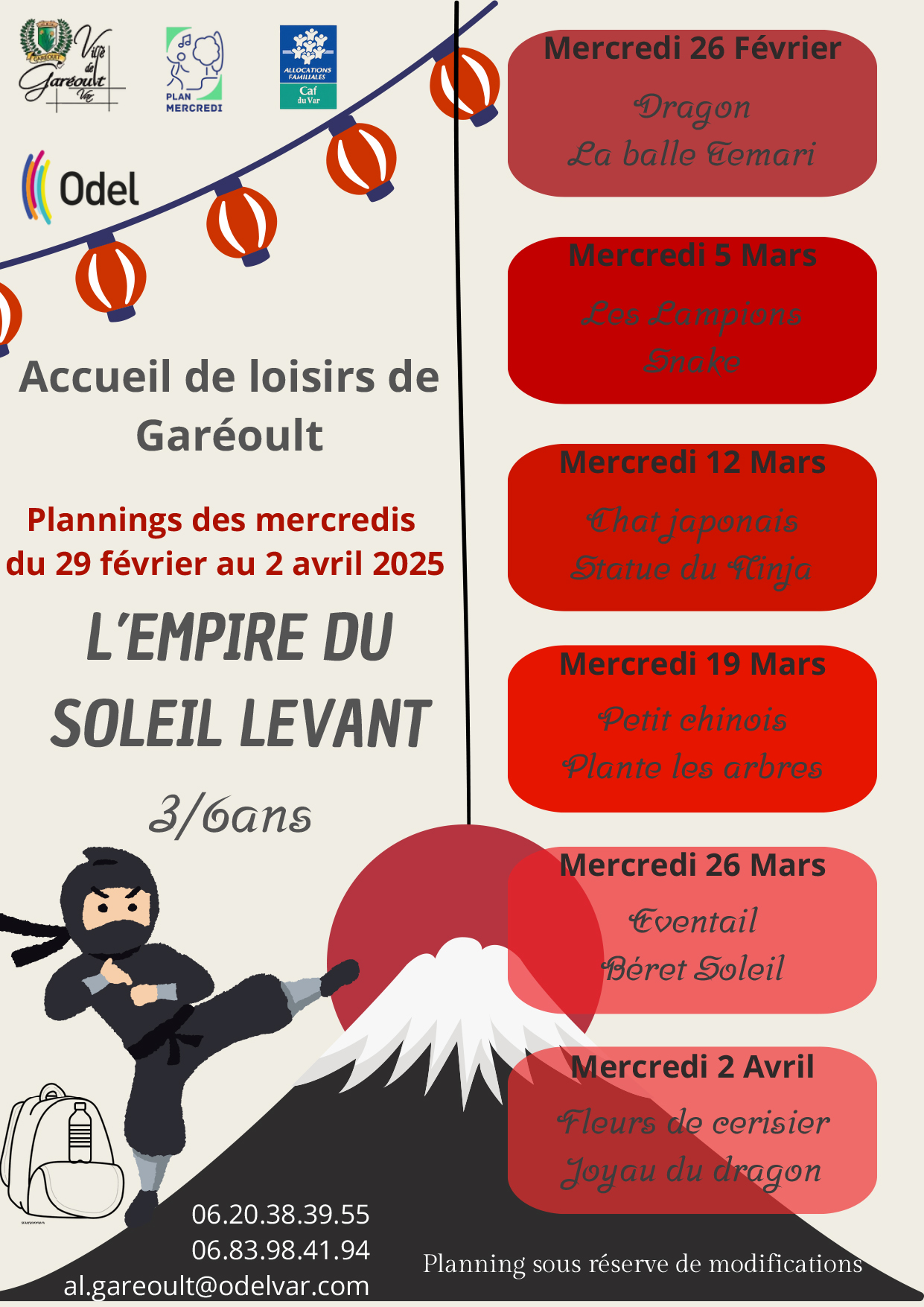 Plannings Mercredis Fèv Mars Avril 3 6 ans