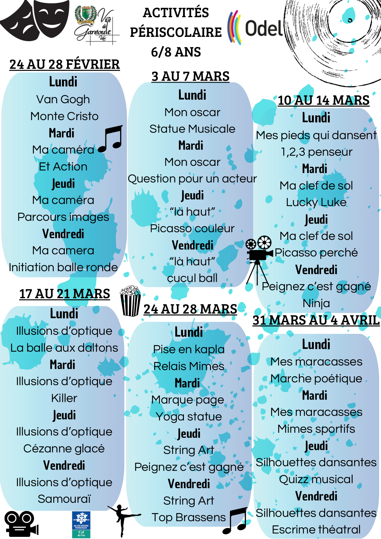 Plannings Périscolaire Fev Mars Avril 6 8 ans